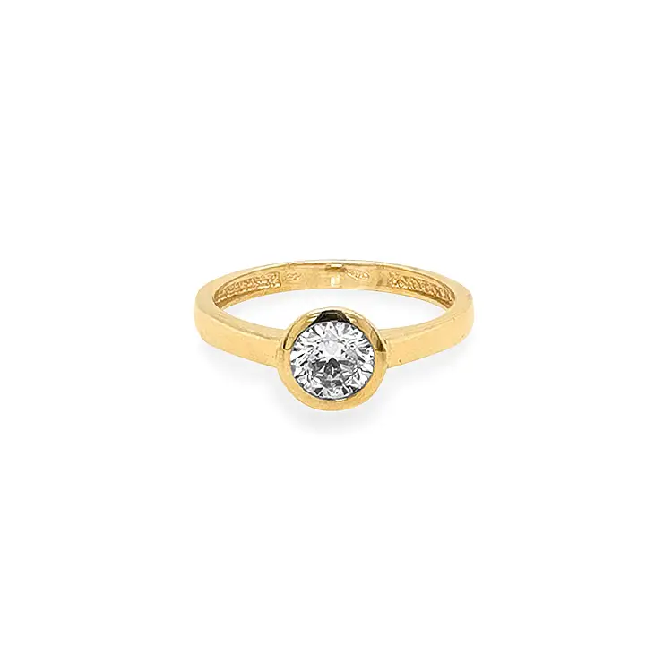Gold Engagement Ring with Zircon