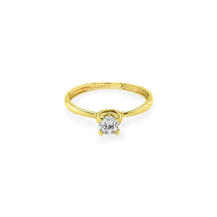 Gold Engagement Ring with Zircon