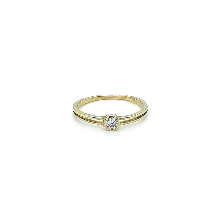 Gold Engagement Ring with Zircon