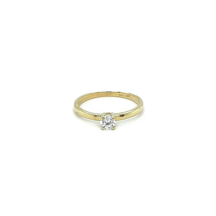 Gold Engagement Ring with Zircon