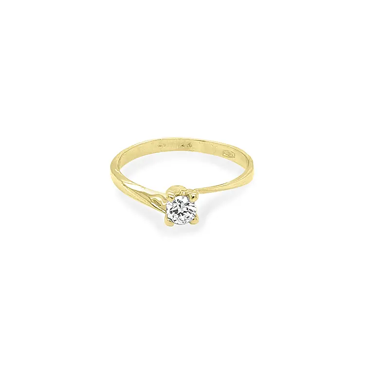 Gold Engagement Ring with Zircones