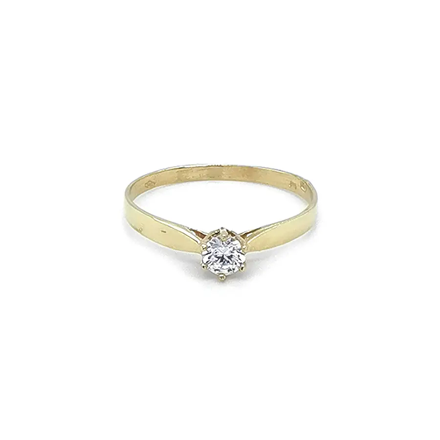Gold Engagement Ring with Zircon