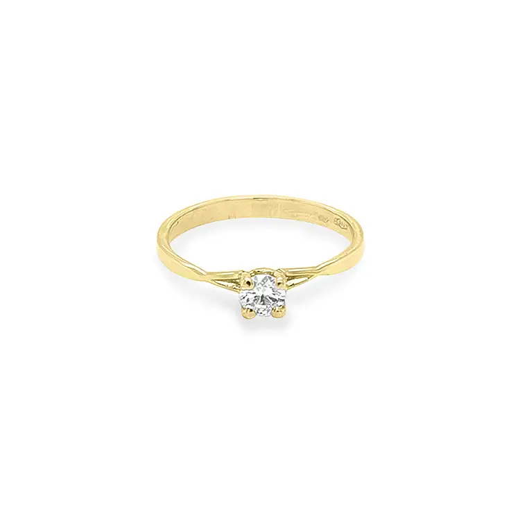 Gold Engagement Ring with Zircon