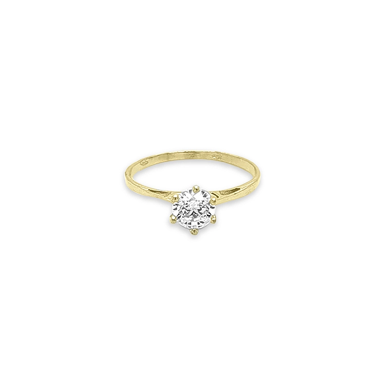 Gold engagement ring with cubic zirconia