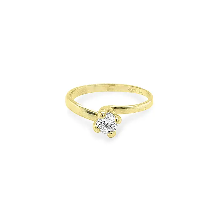 Gold Engagement Ring with Zircon