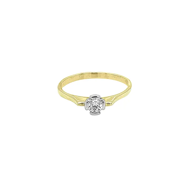 Gold Engagement Ring with Zircon