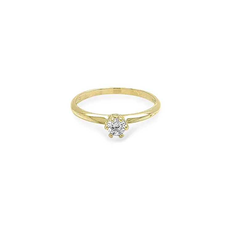 Gold Engagement Ring with Zircon