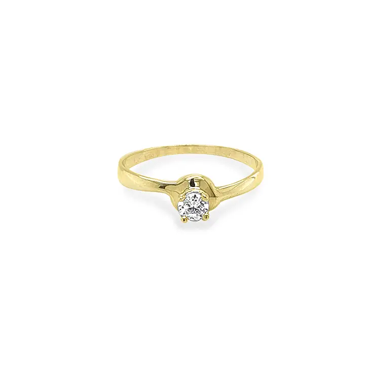 Gold Engagement Ring with Zircon