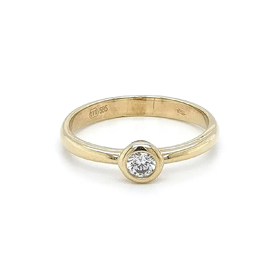 Gold Engagement Ring with Zircon