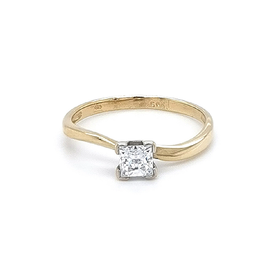 Gold Engagement Ring with Zircon