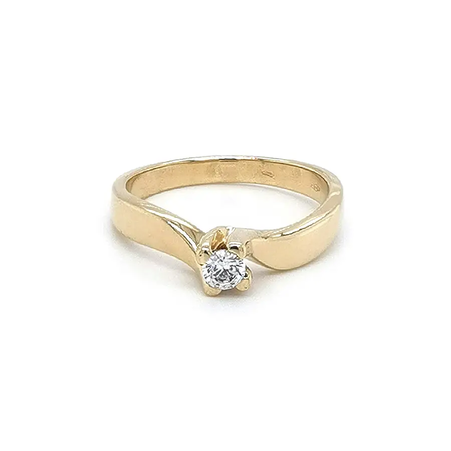 Gold Engagement Ring with Zircon