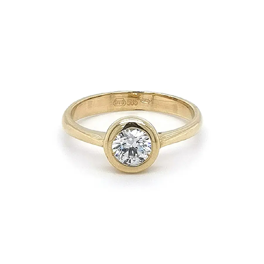 Gold Engagement Ring with Zircon