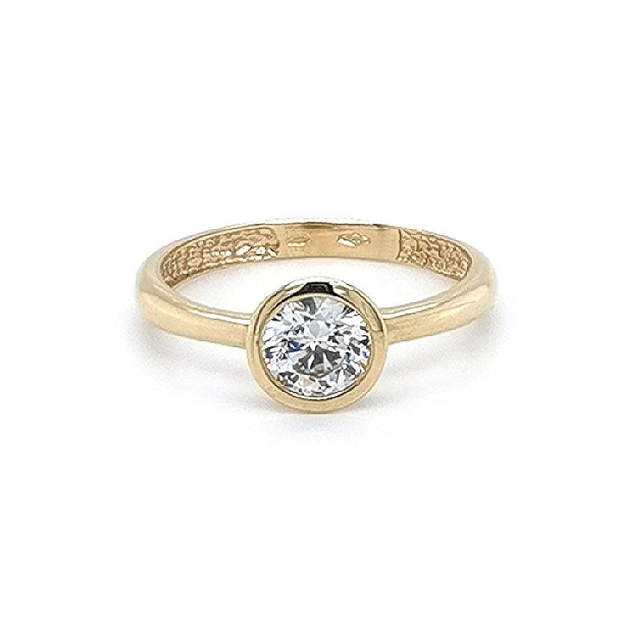 Gold Engagement Ring with Zircon