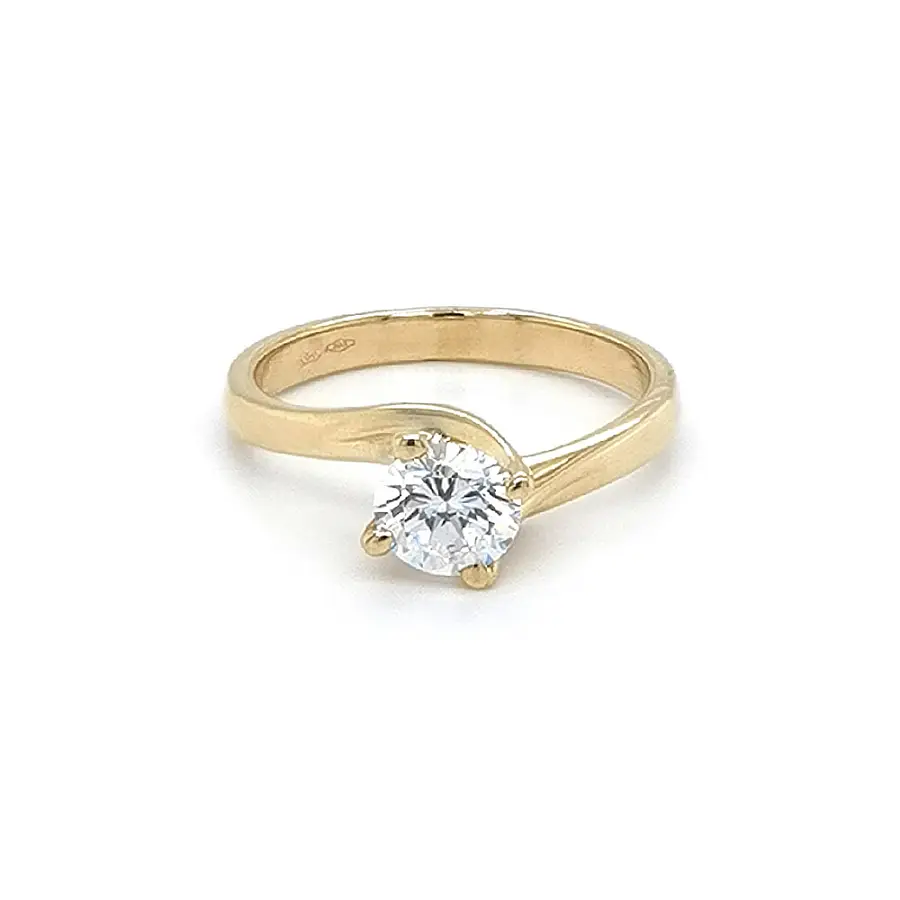 Gold Engagement Ring with Zircon