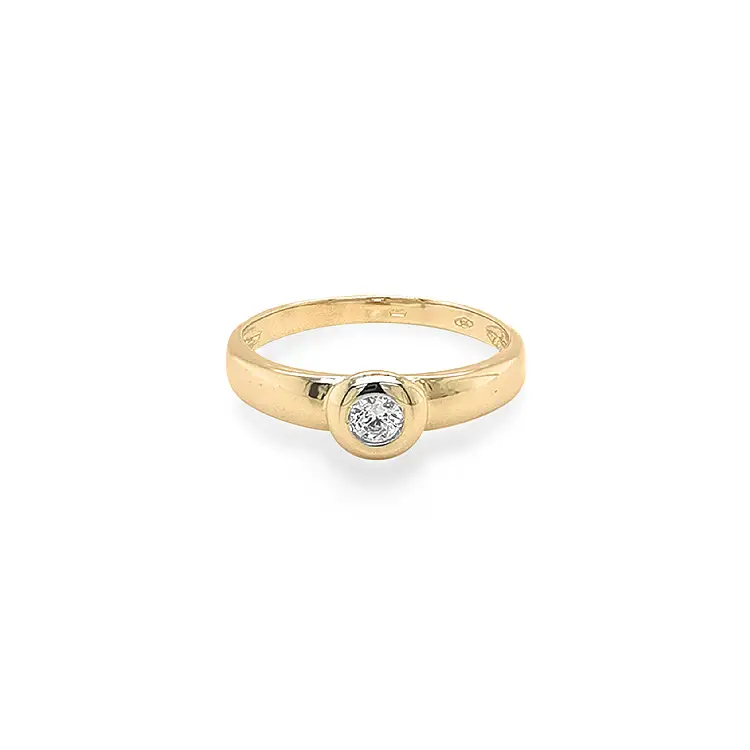 Gold Engagement Ring with Zircon