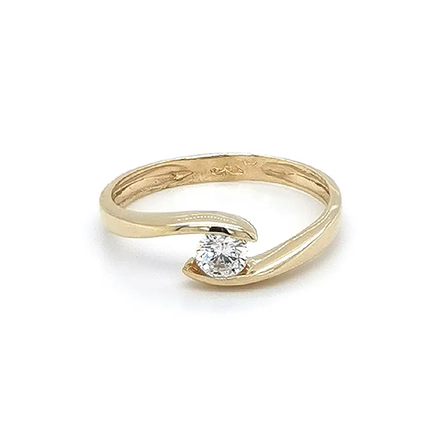 Gold Engagement Ring with Zircon