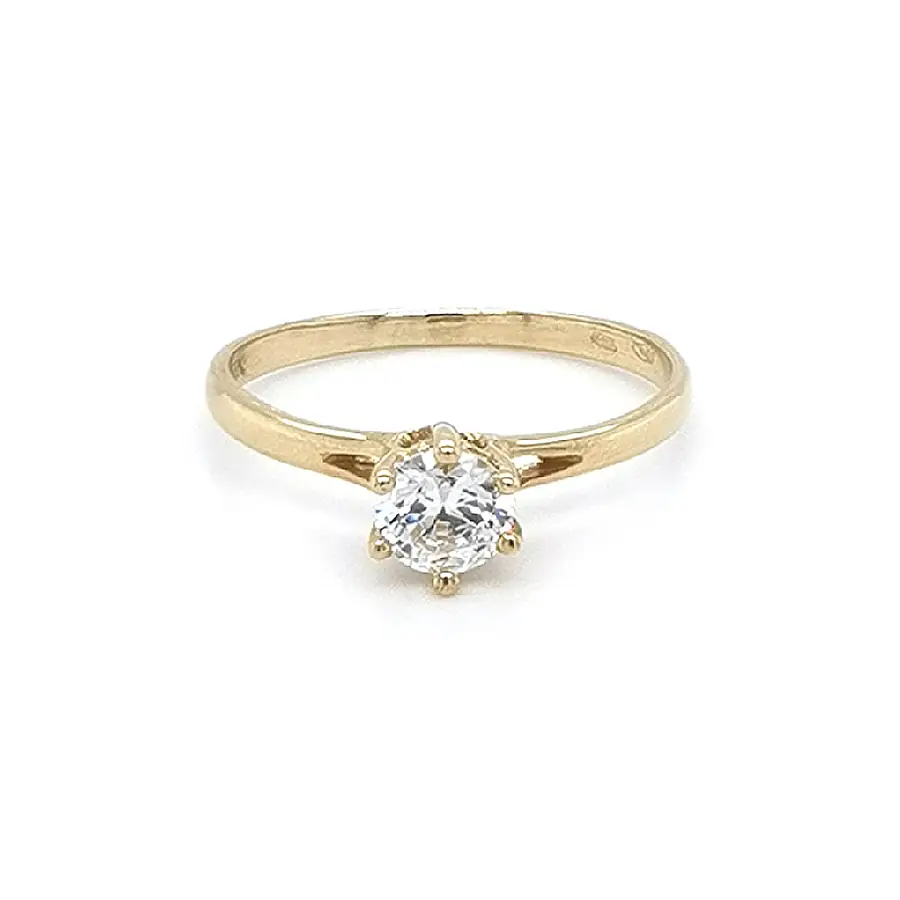 Gold Engagement Ring with Zircon