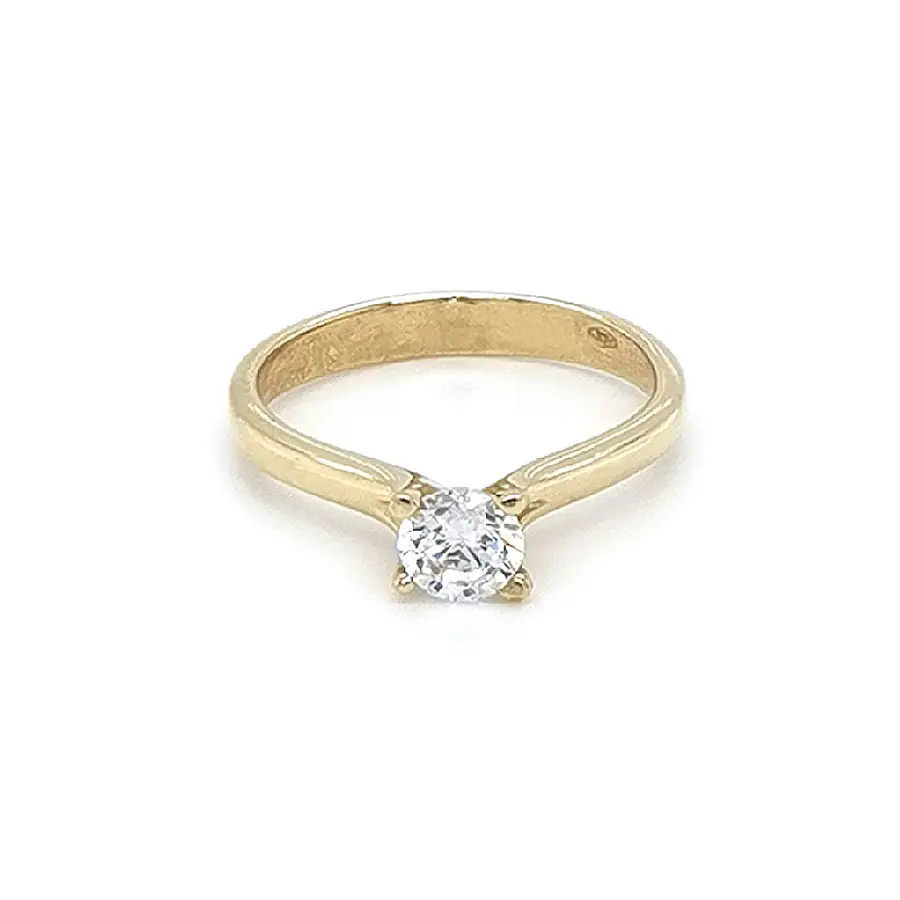 Gold Engagement Ring with Zircon