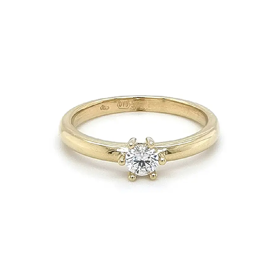 Gold Engagement Ring with Zircon