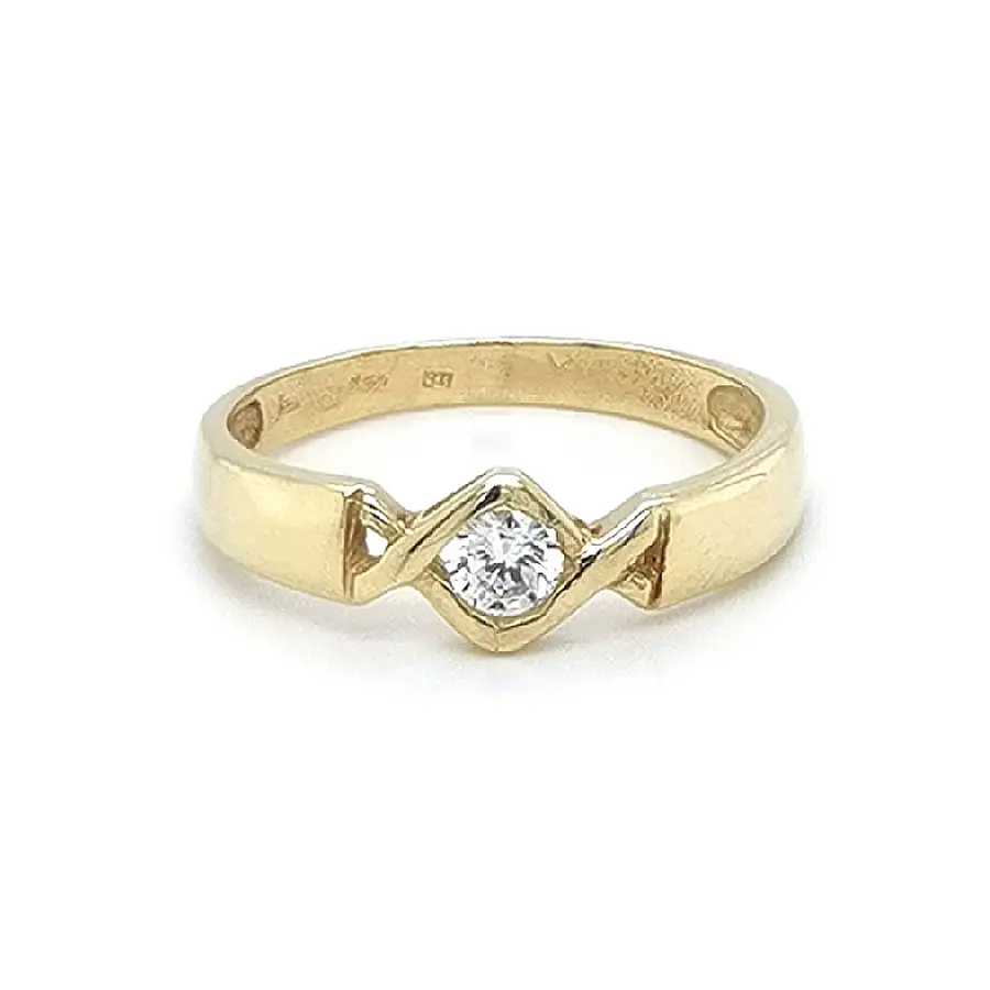 Gold Engagement Ring with Zircon