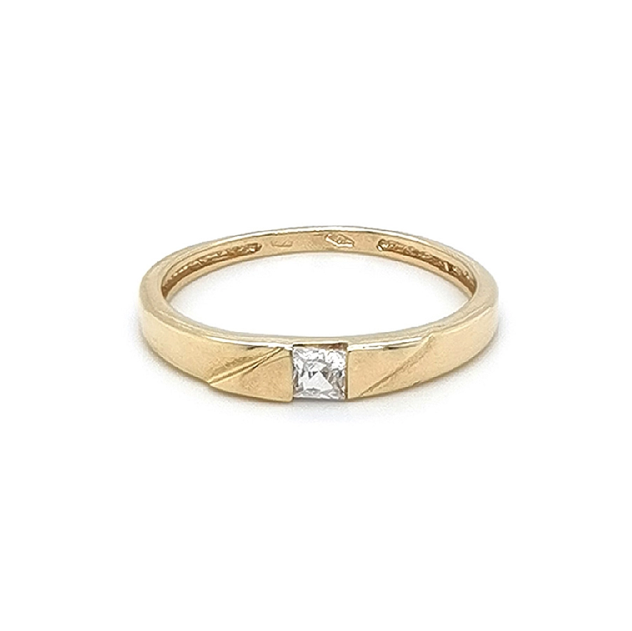 Gold Engagement Ring with Zircon