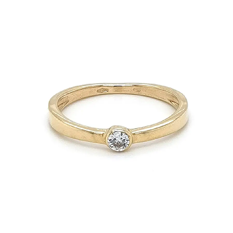 Gold Engagement Ring with Zircon