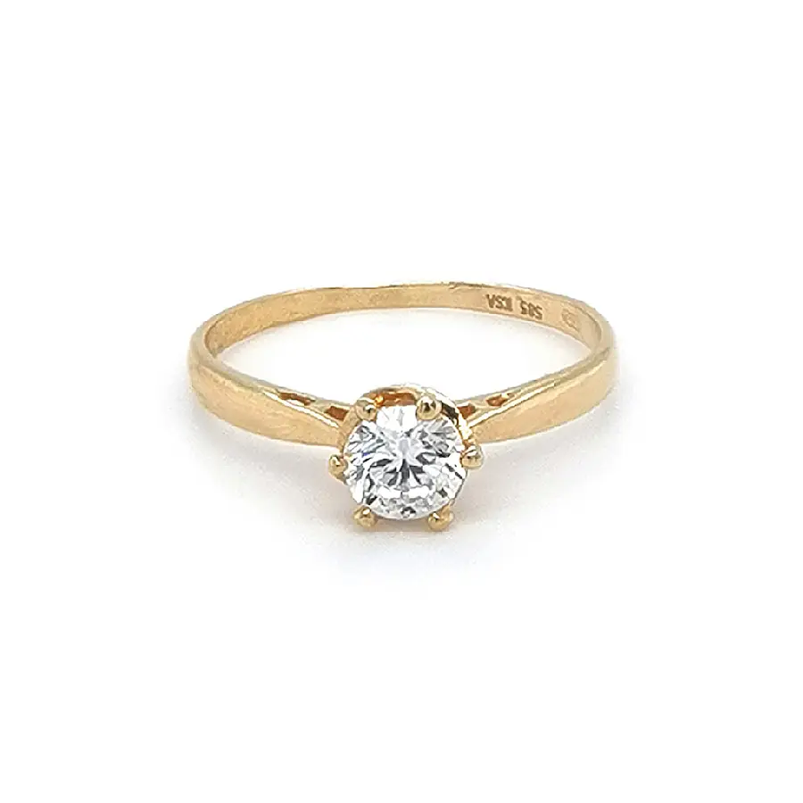 Gold Engagement Ring with Zircon