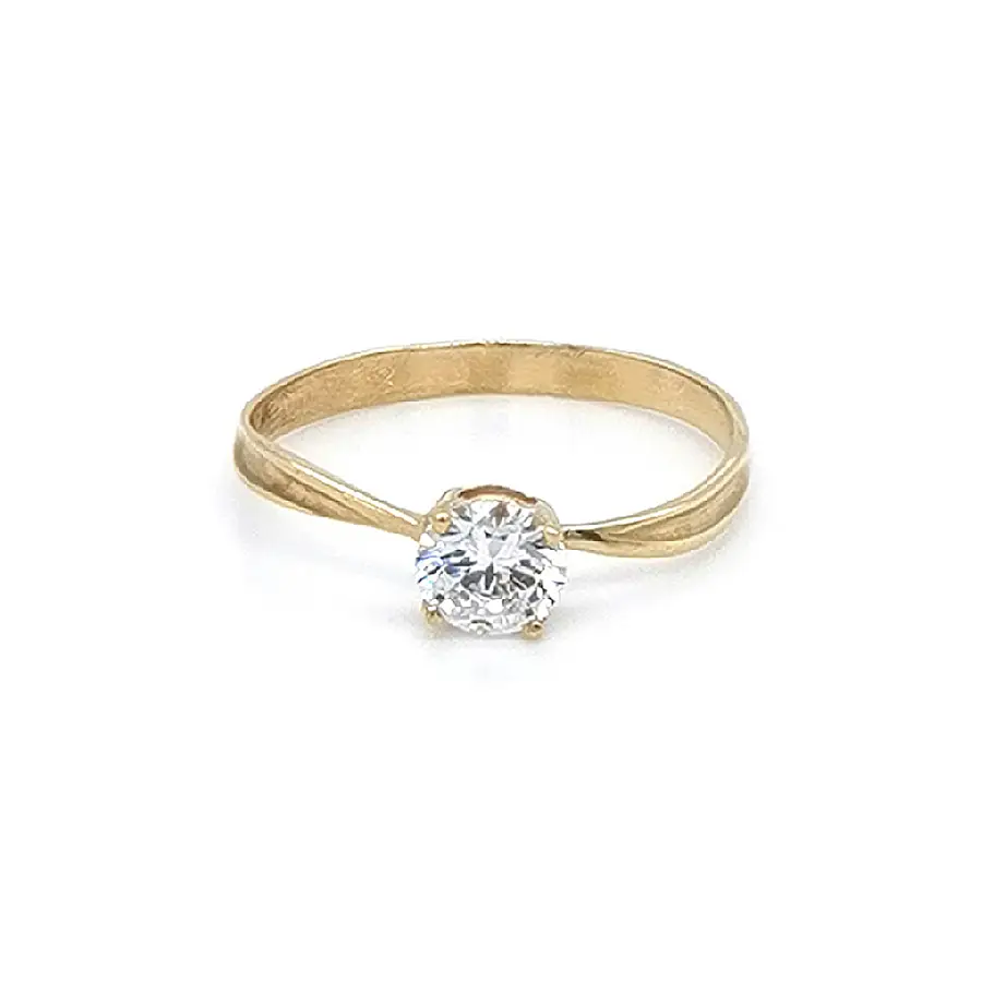 Gold Engagement Ring with Zircon