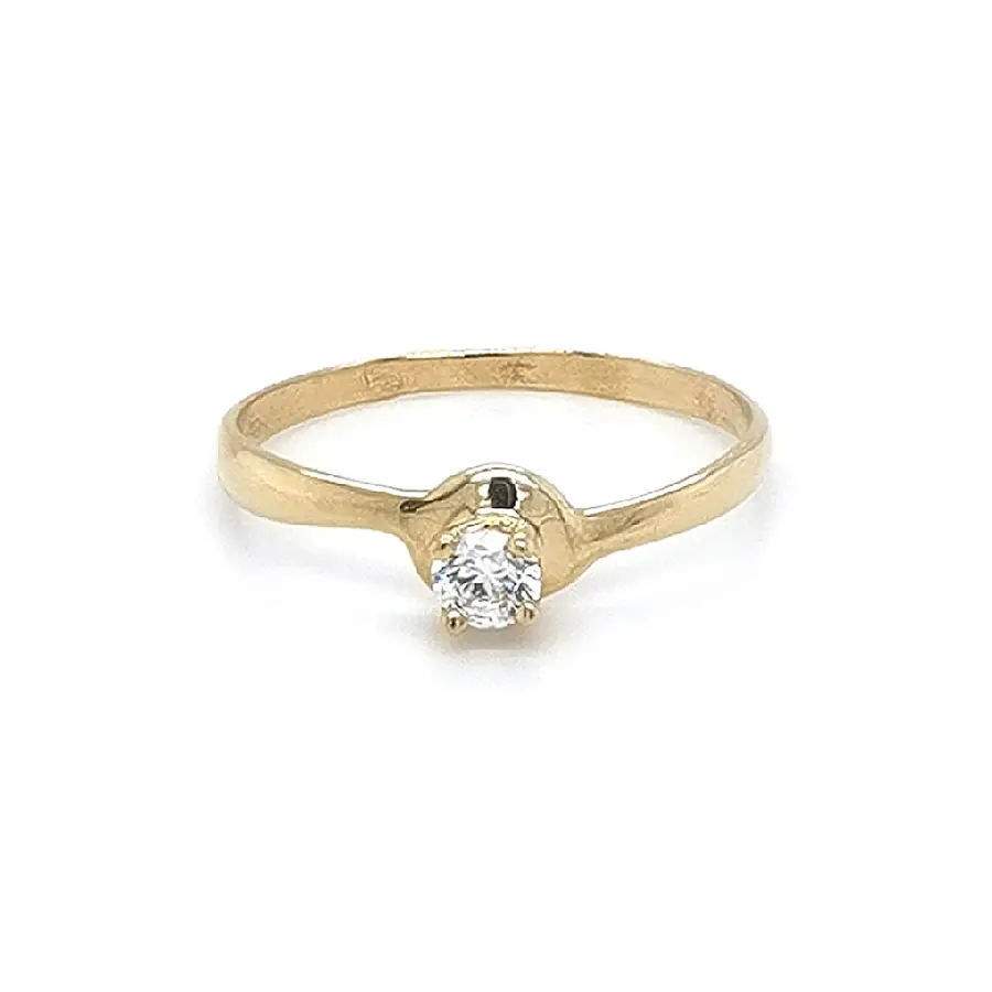 Gold Engagement Ring with Zircon