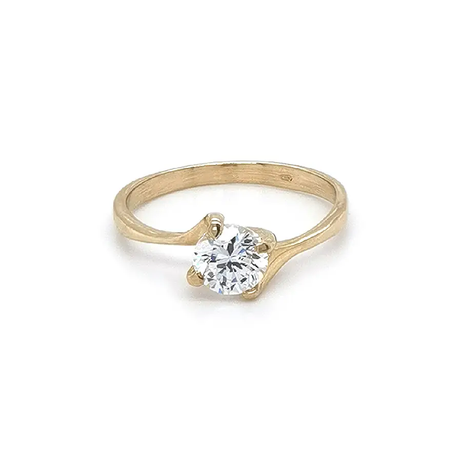 Gold Engagement Ring with Zircon