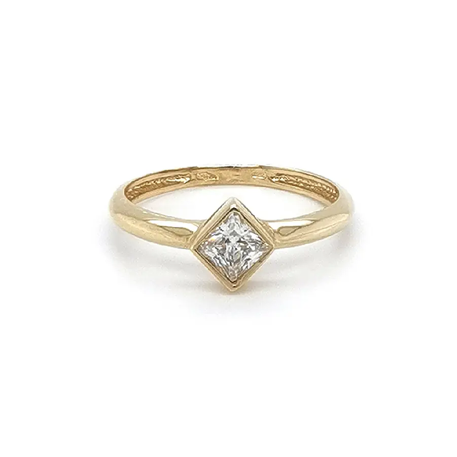 Gold Engagement Ring with Zircon