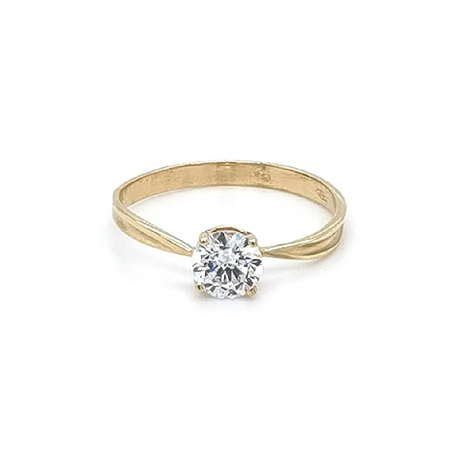 Gold Engagement Ring with Zircon