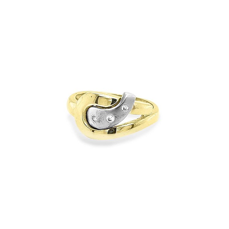 Gold Ring with Zircones made of Combined Gold
