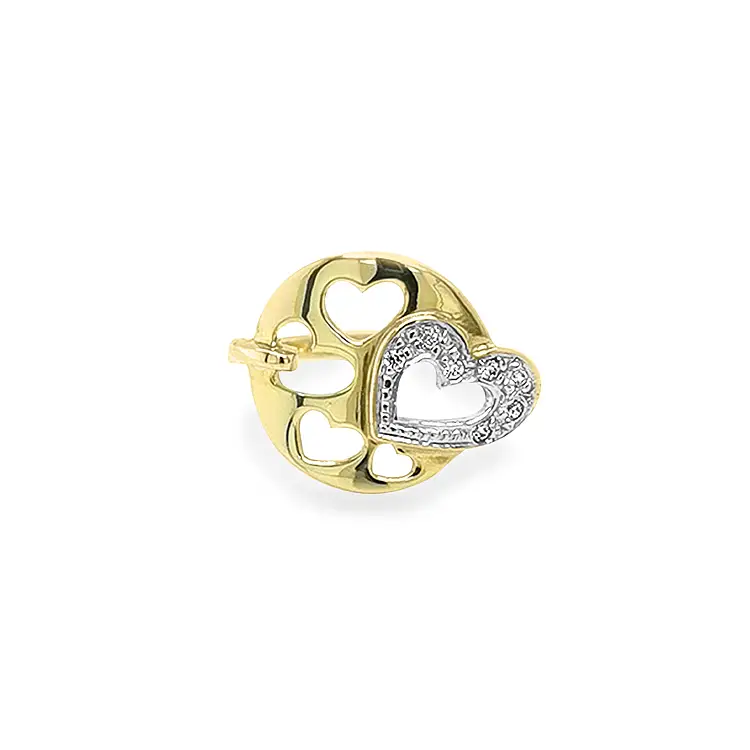 Gold Ring with Zircones Hearts
