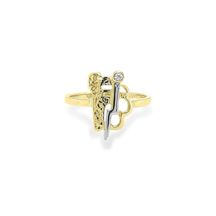 Gold Ring with Zircon made of Combined Gold
