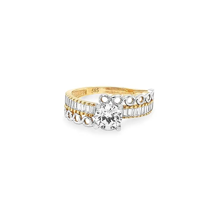 Gold Engagement Ring with Zircones