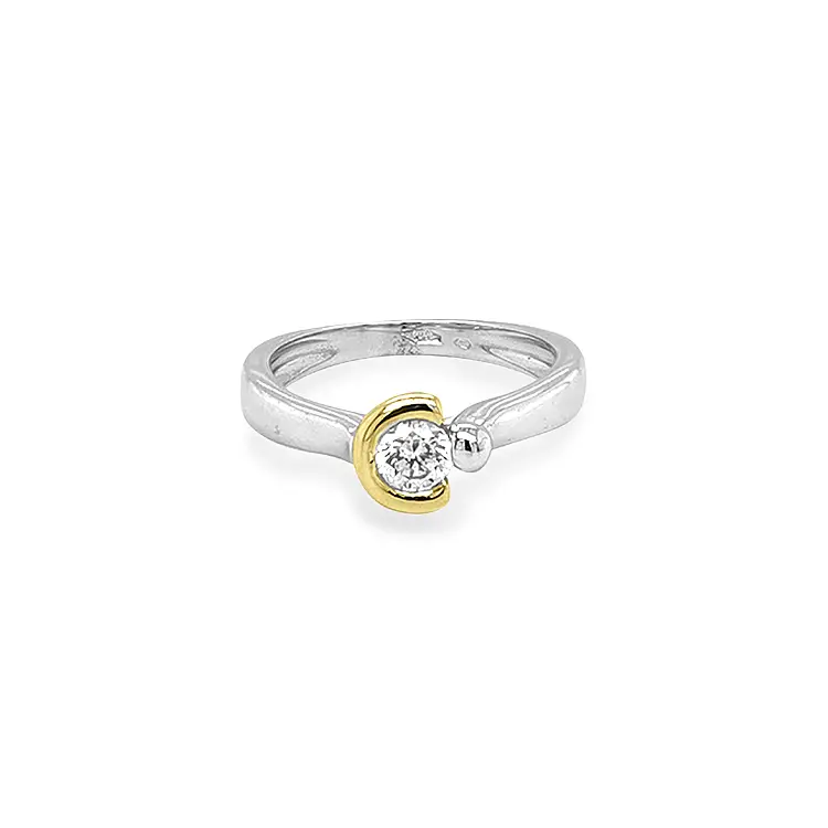 Gold Engagement Ring with Zircon