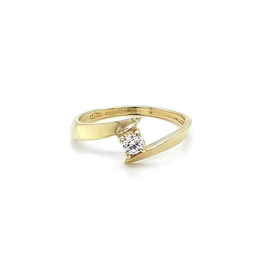Gold Engagement Ring with Zircon