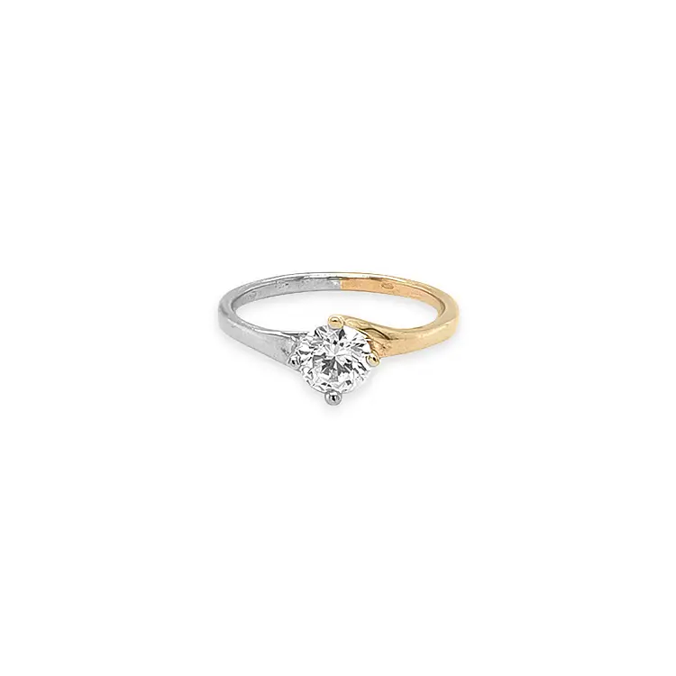 Engagement Ring with Zircon made of Combined Gold