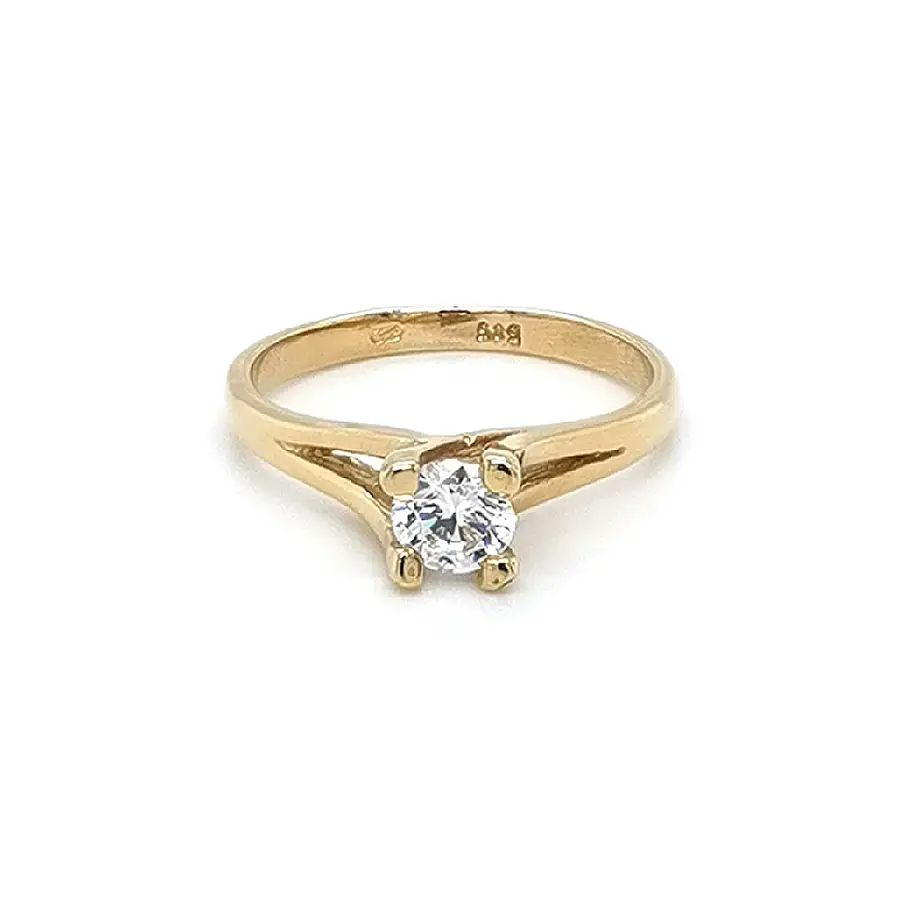 Gold Engagement Ring with Zircon