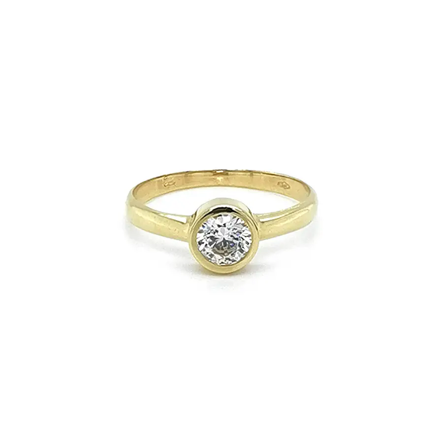 Gold Engagement Ring with Zircon