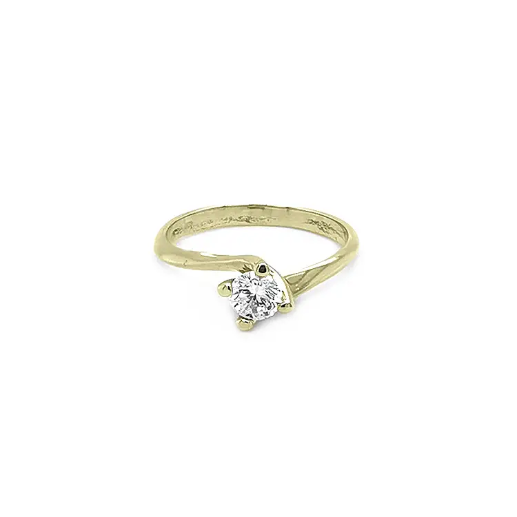 Gold Engagement Ring with Zircon