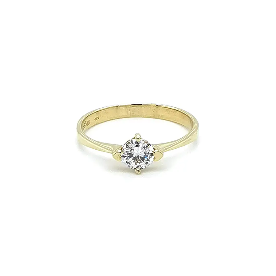 Gold Engagement Ring with Zircon