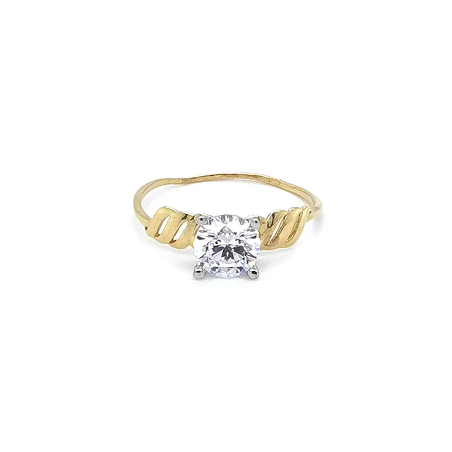 Gold Engagement Ring with Zircon