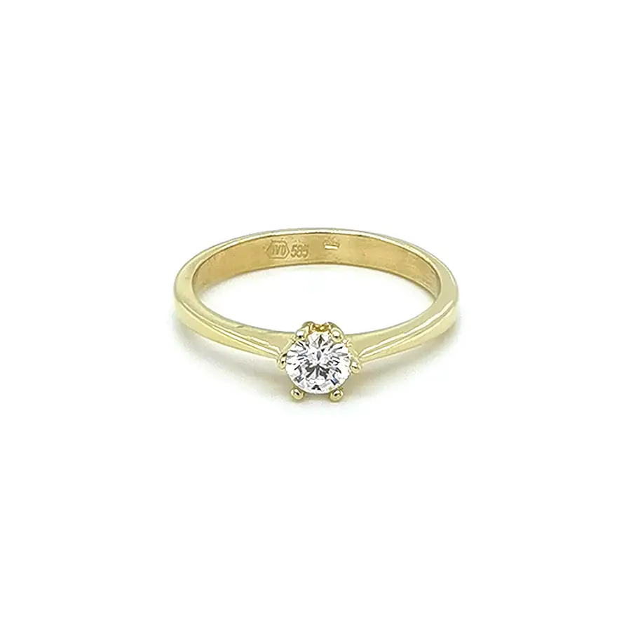 Gold Engagement Ring with Zircon