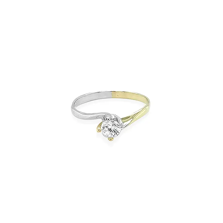 Engagement Ring with Zircon made of Combined Gold