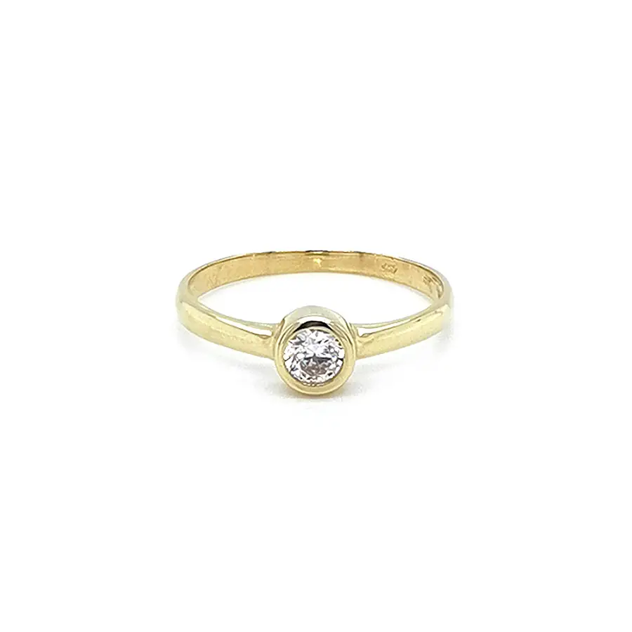 Gold Engagement Ring with Zircon