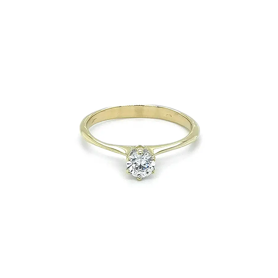Gold Engagement Ring with Zircon