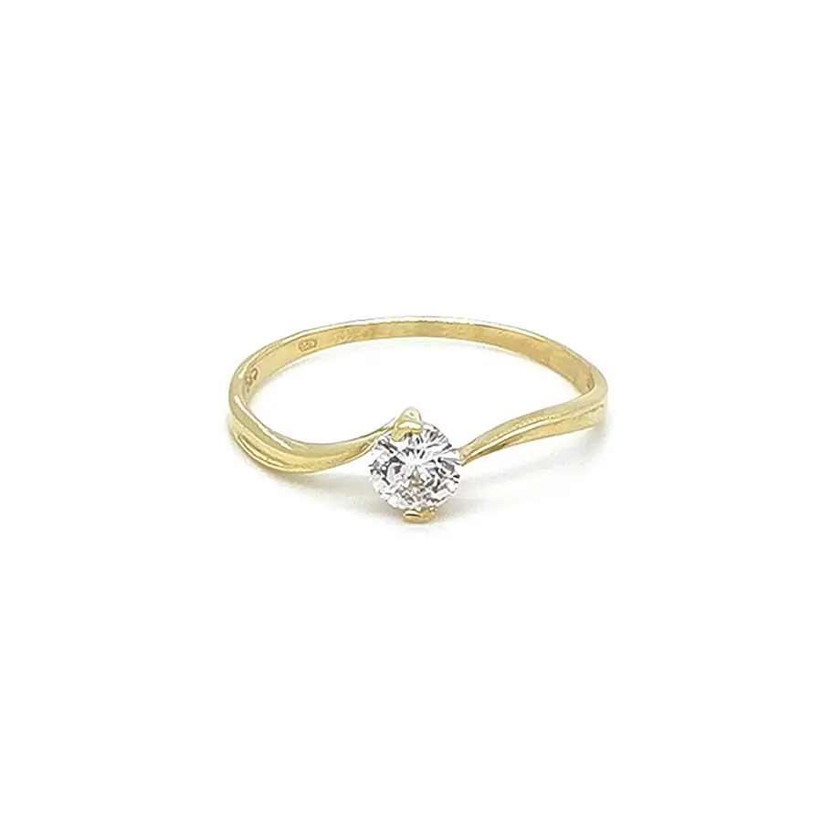 Gold Engagement Ring with Zircon