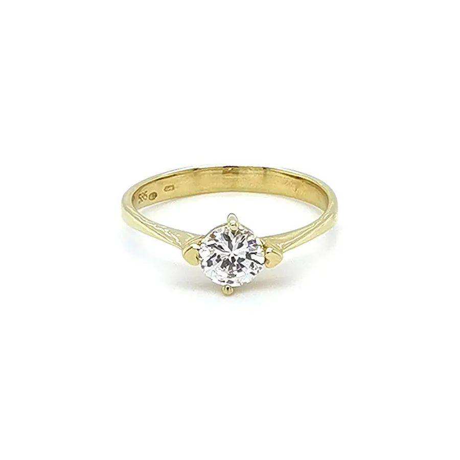 Gold Engagement Ring with Zircon
